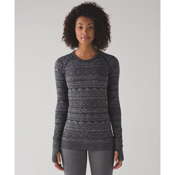 Lululemon Womens 4 Rest Less Pullover Top Heathered Black VGUC Athleisure - Picture 1 of 7